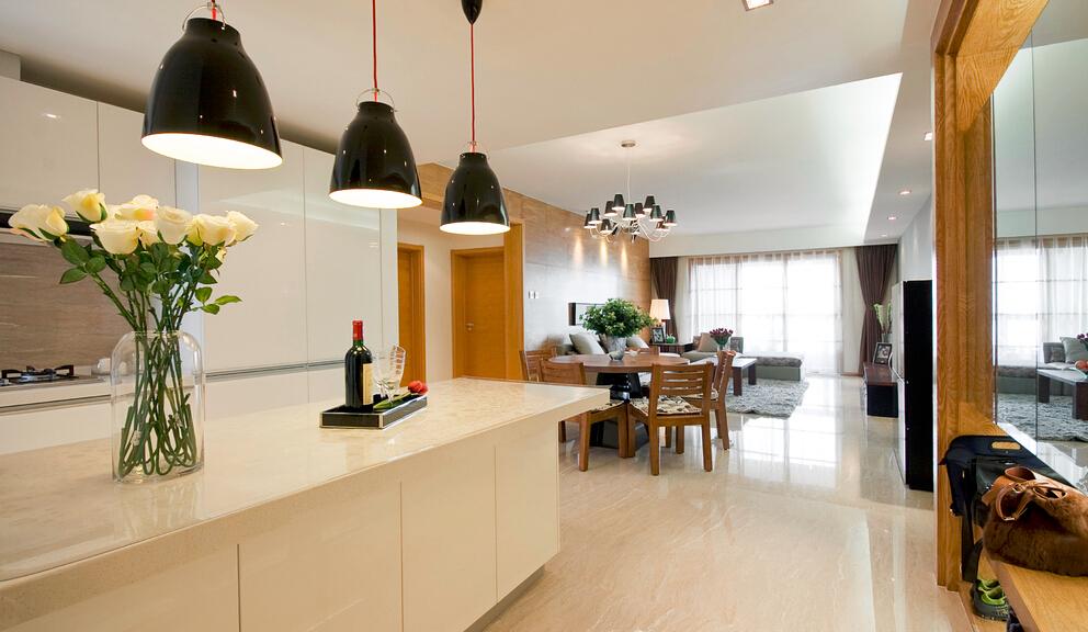 93平米清新唯美简约装饰三居效果图欣赏