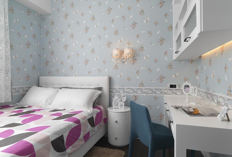 简欧卧室书房一体设计墙纸装饰效果图 简欧卧室书房一体设计墙纸装饰效果图