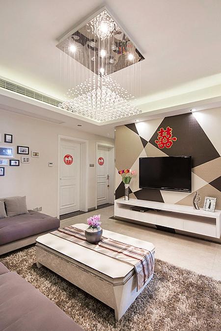 现代两居新房客厅灯饰欣赏 - 效果图