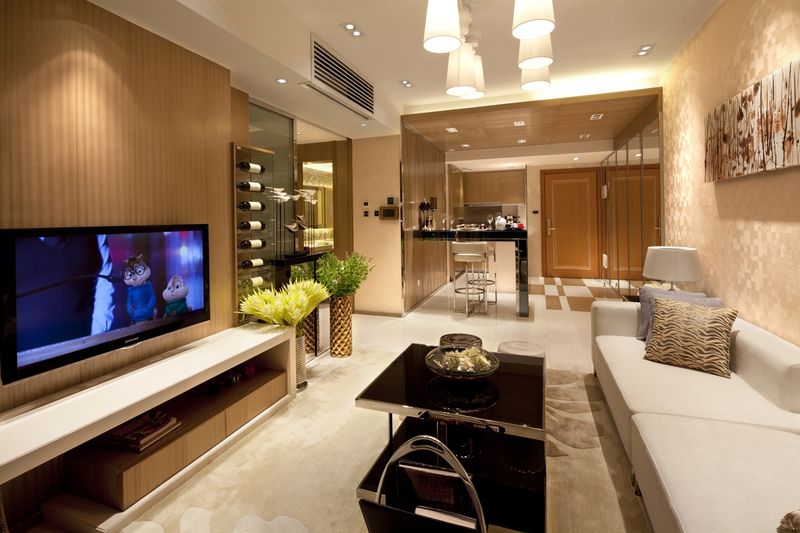 香槟色后现代风客厅玄关效果图