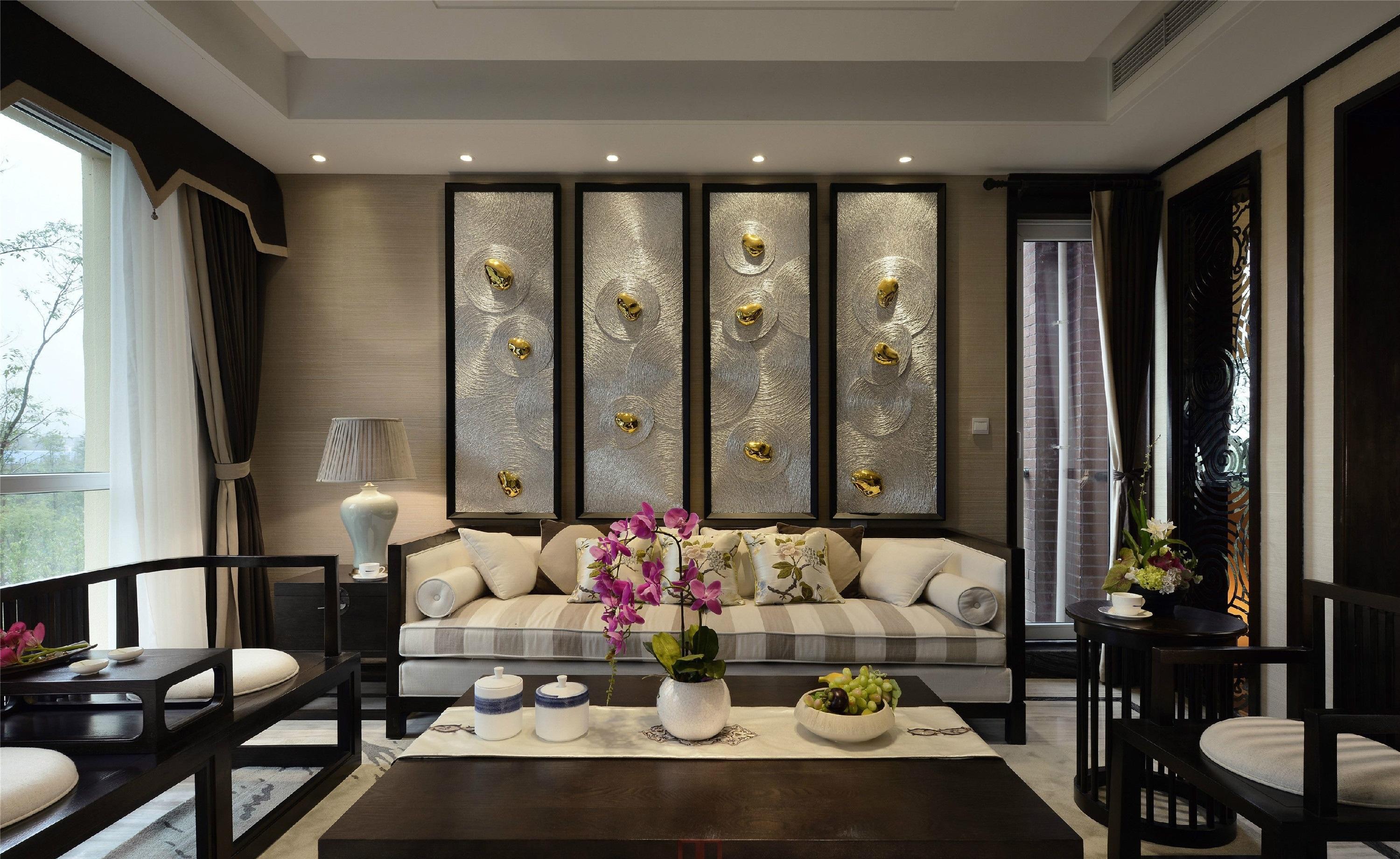 新中式风格别墅客厅装修效果图