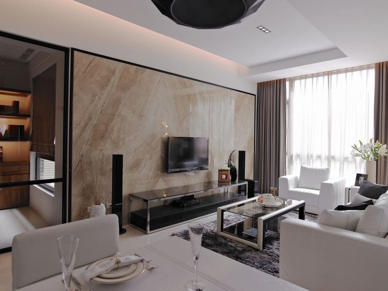 花岗岩客厅电视背景墙效果图