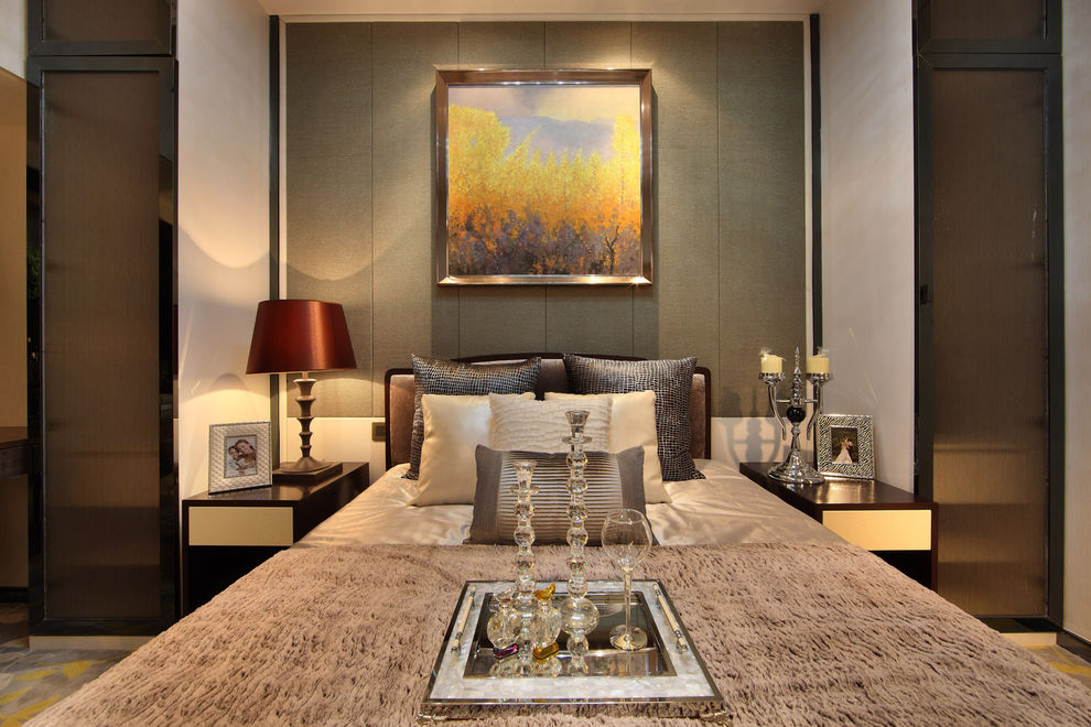 现代美式卧室台灯装饰效果图