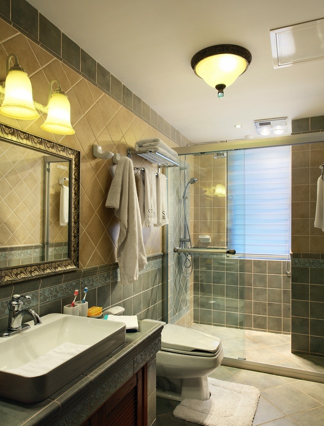 清爽美式田园风卫生间效果图