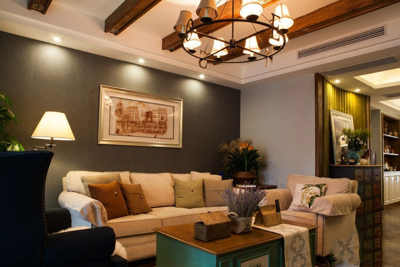 古朴田园风客厅局部图 - 效果图