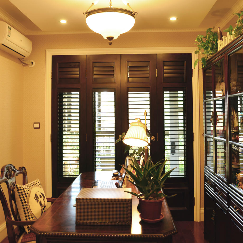 美式乡村风书房百叶窗设计 - 效果图