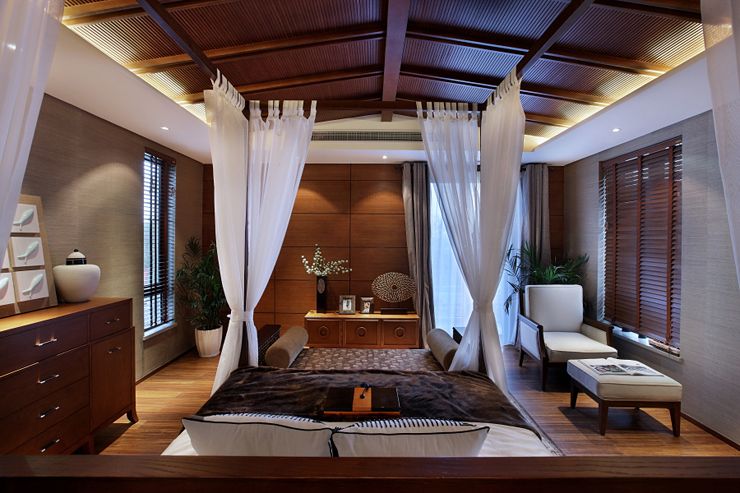 复古异域风情混搭卧室木质吊顶效果图 复古异域风情混搭卧室木质吊顶效果图