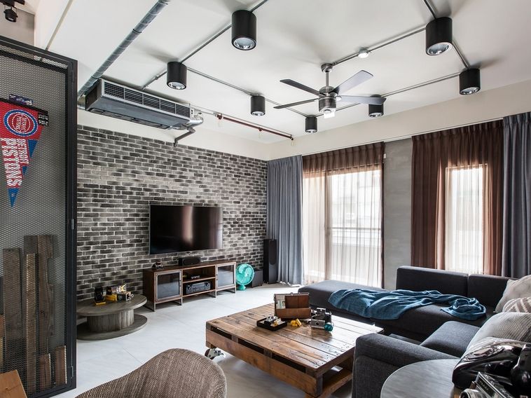 个性工业风客厅特色吊顶装饰