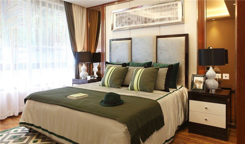 低奢现代波普风卧室软包背景墙效果图