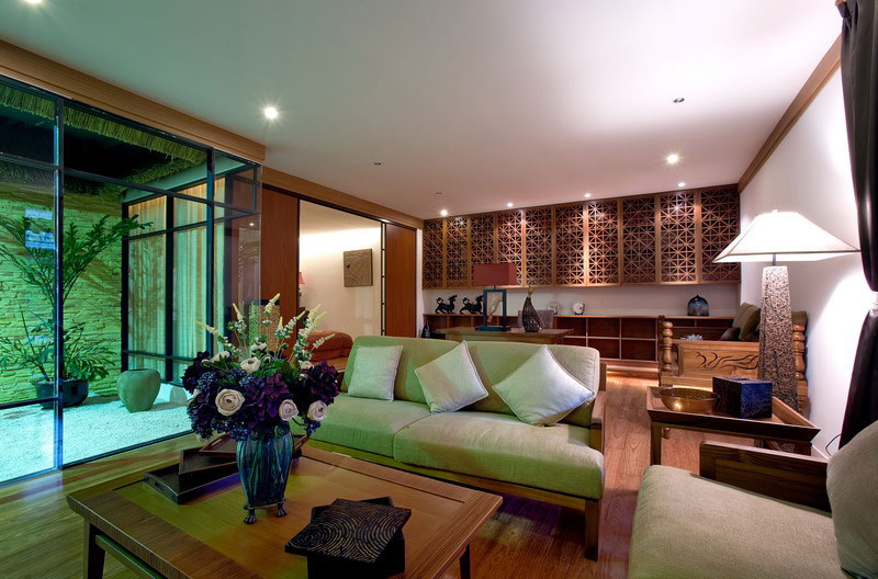 现代中式混搭客厅效果图