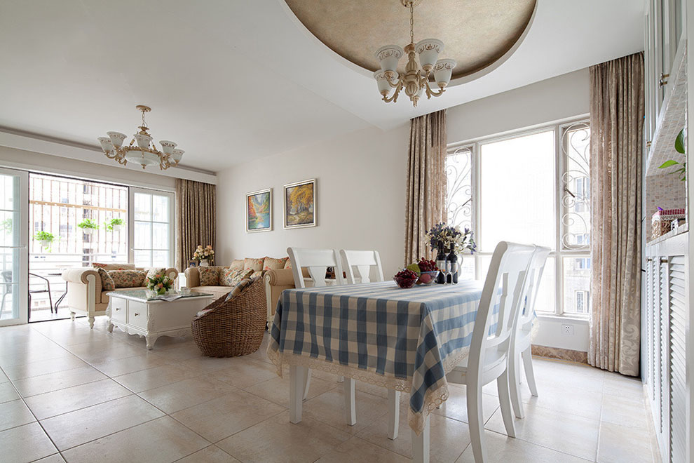 欧式田园风餐厅桌布装饰图 - 效果图