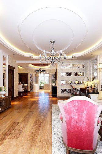 精美简欧风客厅圆形吊顶图片 - 效果图