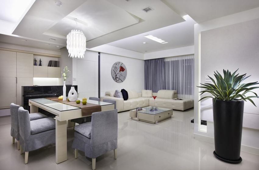 清新明亮简约餐厅布置图 - 效果图