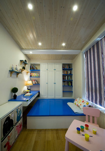 蓝色地中海榻榻米书房效果图