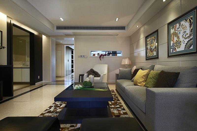 现代简约奢华风客厅背景墙效果图