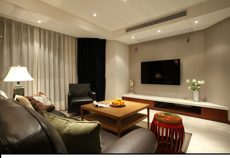 简洁中式混搭三室一厅客厅装饰效果图 简洁中式混搭三室一厅客厅装饰效果图