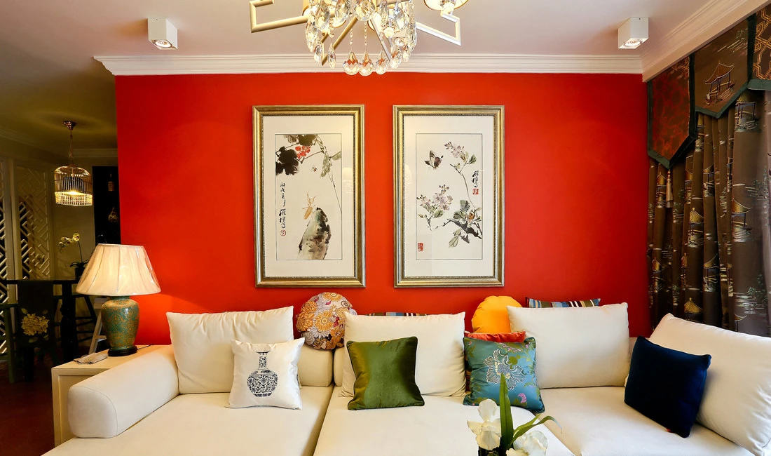 混搭新古典客厅沙发背景墙效果图