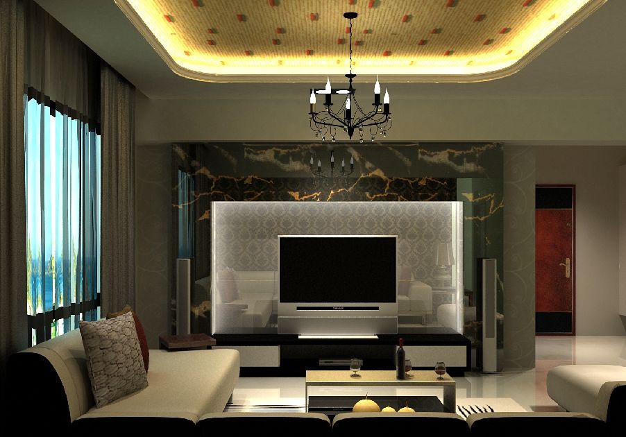 简欧现代混搭客厅电视背景墙效果图 简欧现代混搭客厅电视背景墙效果图