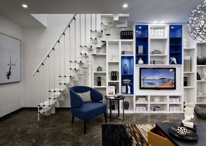 炫酷现代多功能客厅背景墙效果图