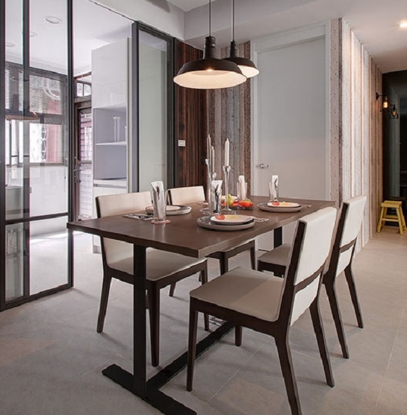 简约宜家风餐厅木质餐桌椅效果图