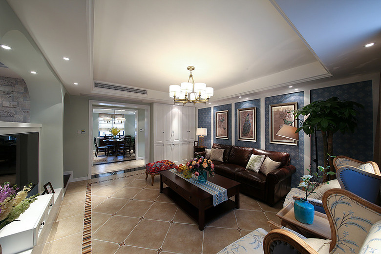 时尚潮流混搭美式复式客厅设计