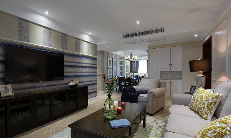 时尚美式背景墙沙发客厅效果图 时尚美式背景墙沙发客厅效果图