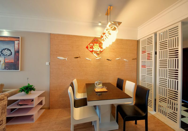 现代风格餐厅镂空隔断效果图