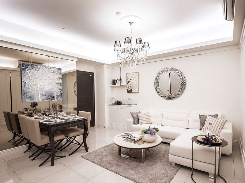 低奢现代欧式风客餐厅一体效果图