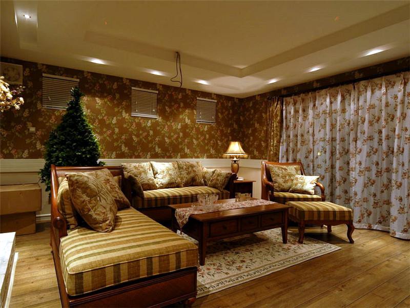 复古美式田园混搭客厅效果图 复古美式田园混搭客厅效果图