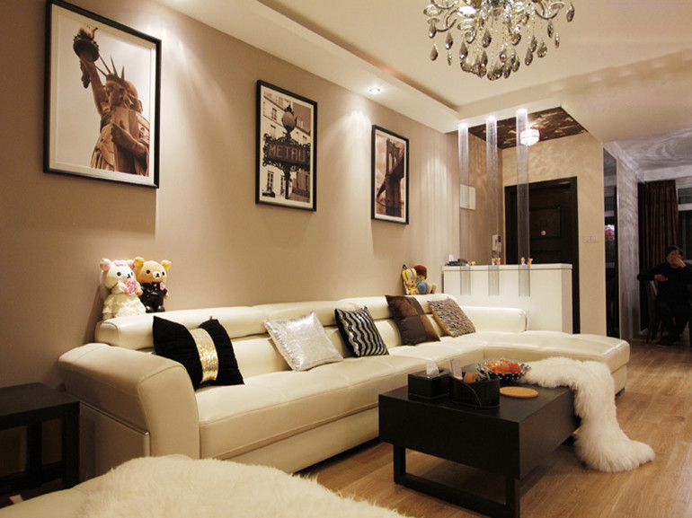 现代简约混搭风客厅沙发背景墙效果图 现代简约混搭风客厅沙发背景墙效果图