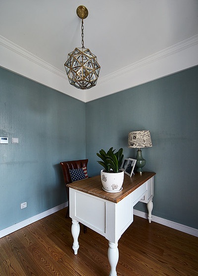 蓝灰色美式书房装潢效果欣赏