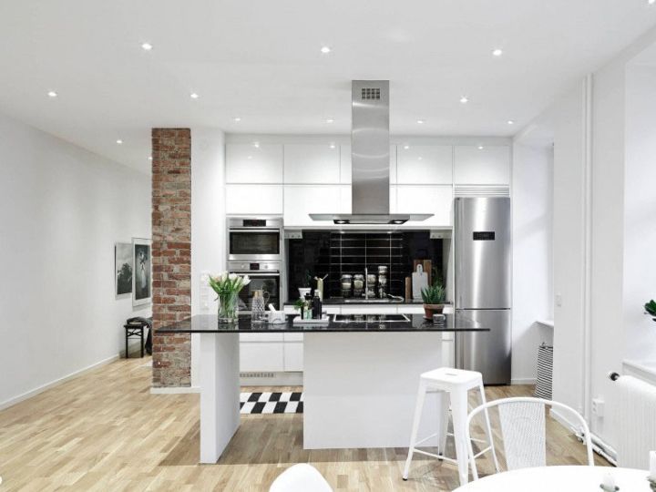 时尚简约开放式厨房设计装潢图 - 效果图