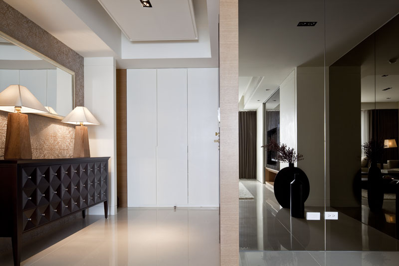 现代摩登风格玄关柜及背景墙欣赏美图 - 效果图