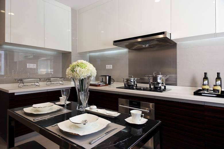 时尚现代餐厅厨房一体效果图