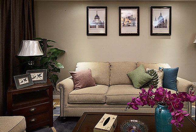 美式田园风家居客厅局部图 - 效果图