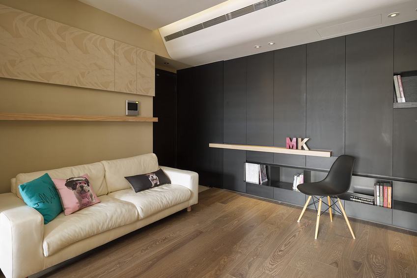 原木日式风白色沙发装饰图 - 效果图