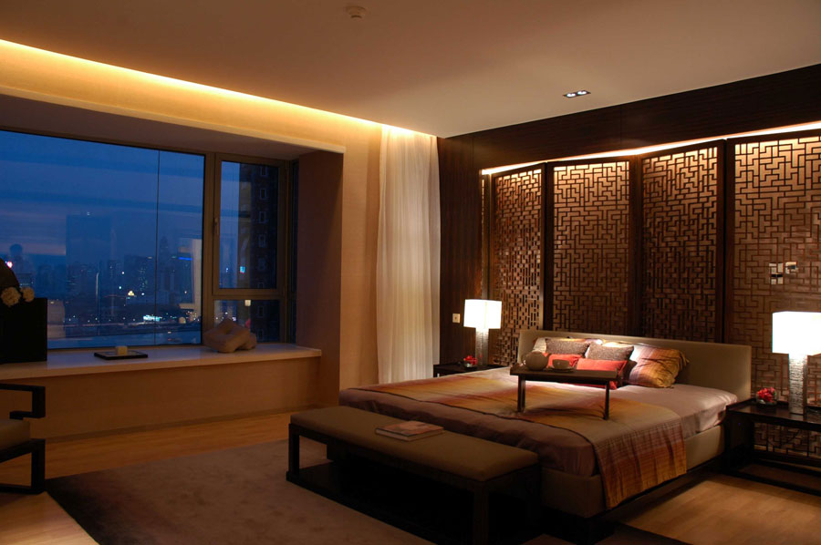 素雅简中式风格卧室飘窗案例图 - 效果图