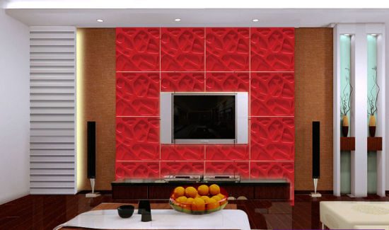 红色混搭风魔块电视背景墙效果图