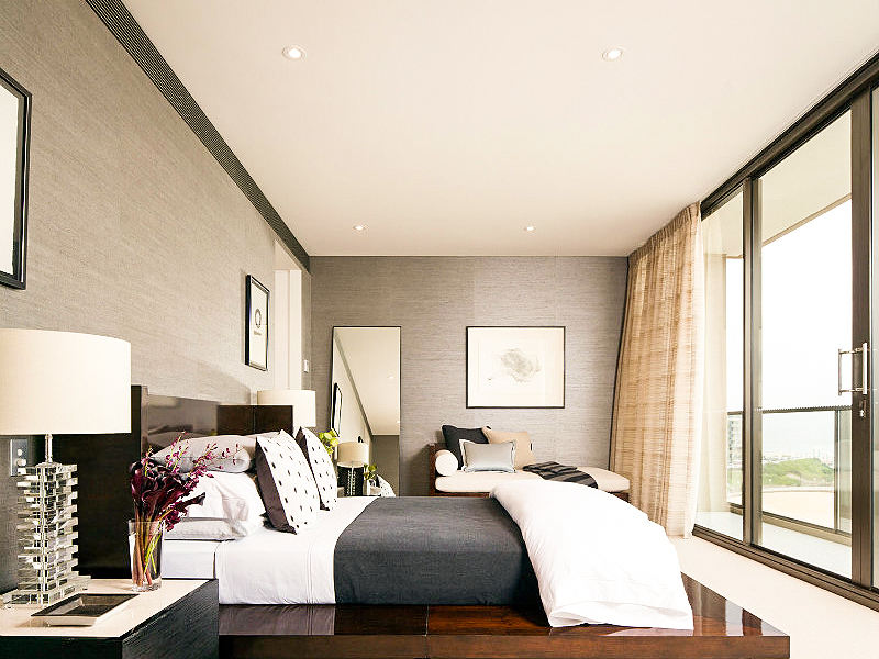 现代简约海景房主卧效果图