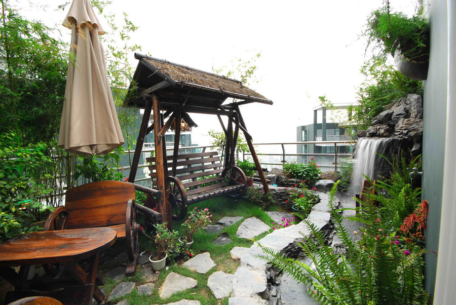 创意时尚复古屋顶露天花园设计效果欣赏图