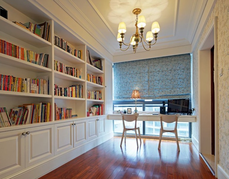 简欧风格四居室书房书架设计效果图