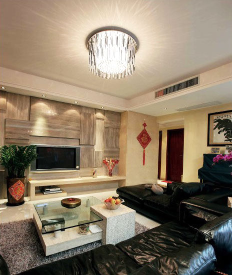 时尚复古混搭三居室客厅电视背景墙欣赏图