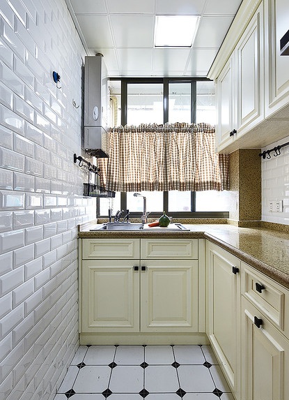 清新唯美混搭美式厨房橱柜效果图