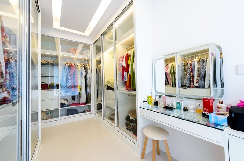 时尚简约白色衣帽间装修图 - 效果图