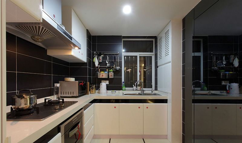 时尚黑现代厨房设计效果图