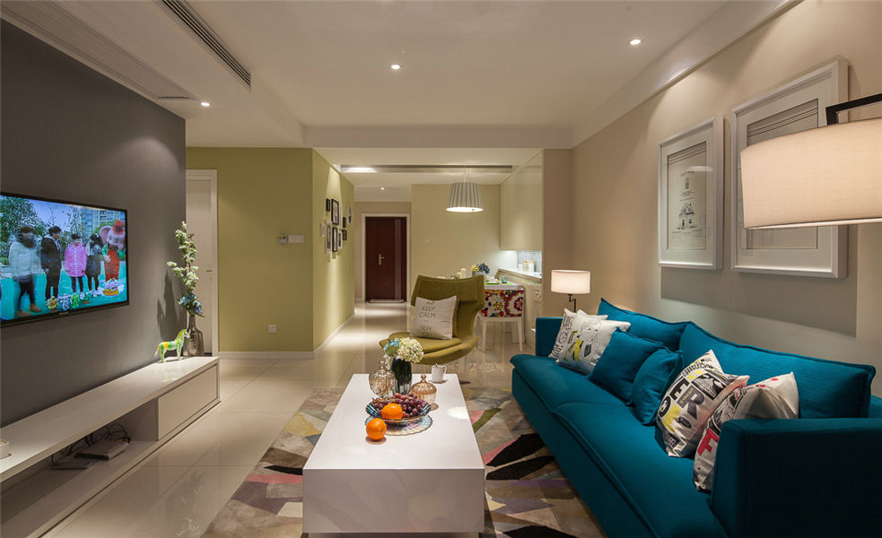 现代个性混搭炫彩时尚客餐厅效果图