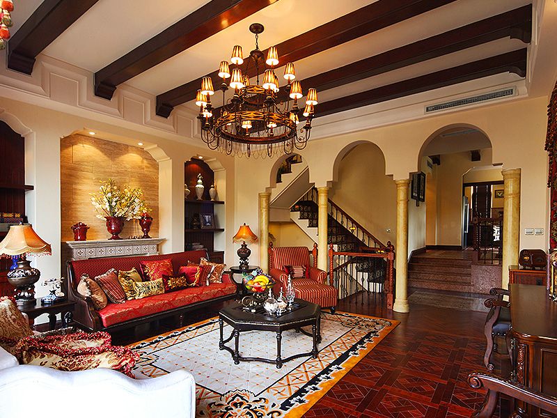 高贵大气复古欧式风格别墅隔断休闲区装修效果图