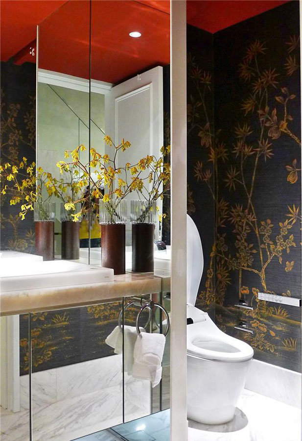 深沉新中式别墅卫生间装饰欣赏图