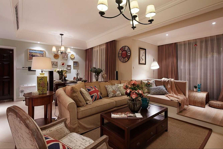 时尚现代美式风格三居客厅效果图