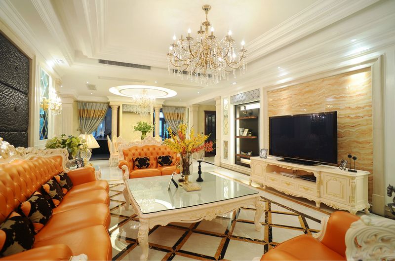 复古欧式混搭客厅电视背景墙效果图